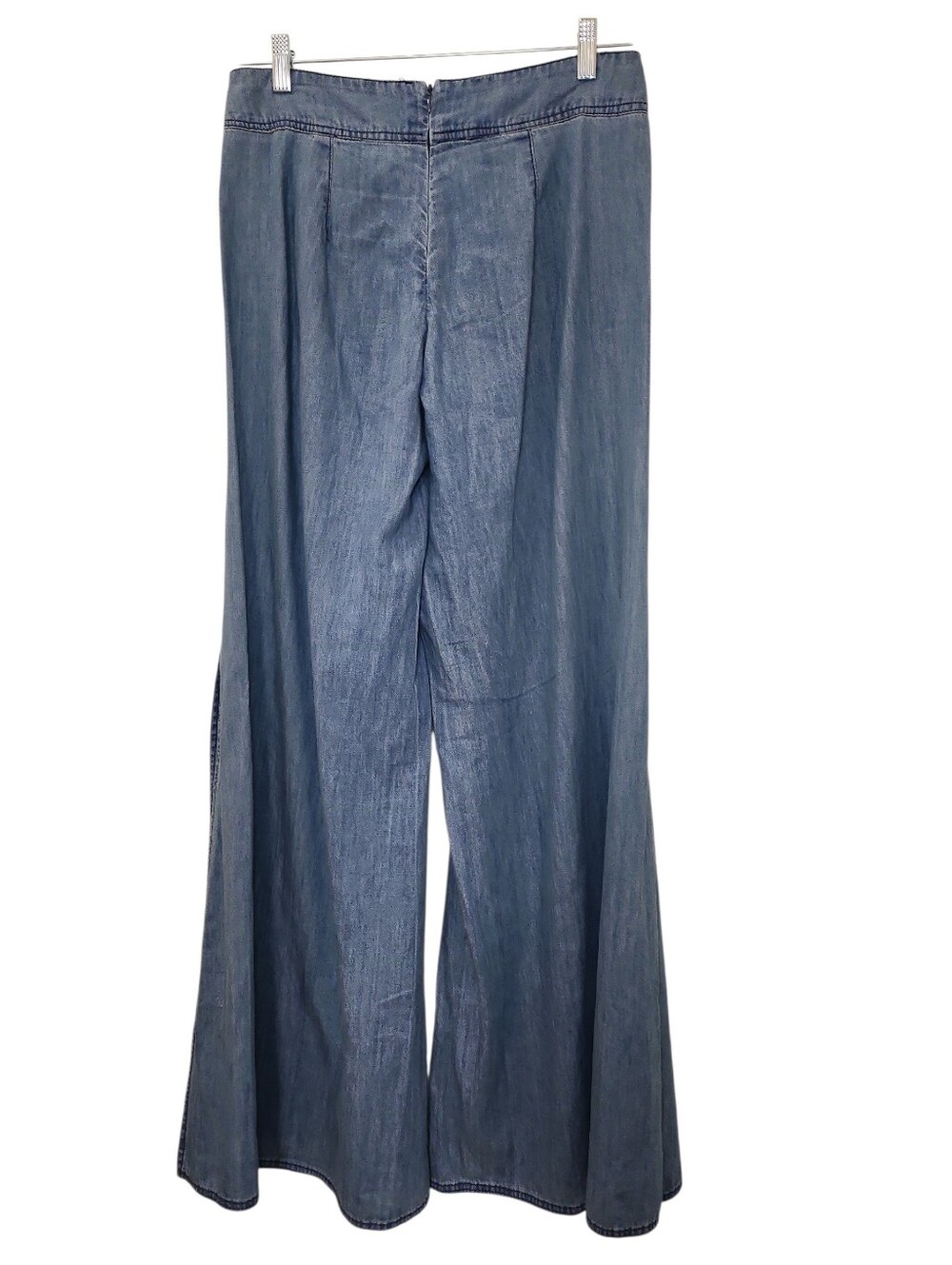 Free People Ramona Apron pant light wash  wide leg and side slits Size 4 - Picture 4 of 16